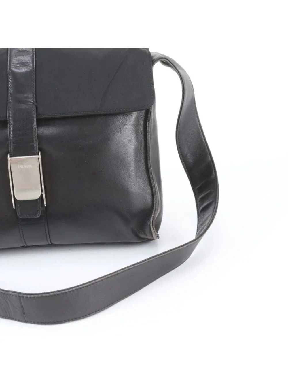 Prada White Tag Tessuto Nylon Leather Shoulder Bag Tote